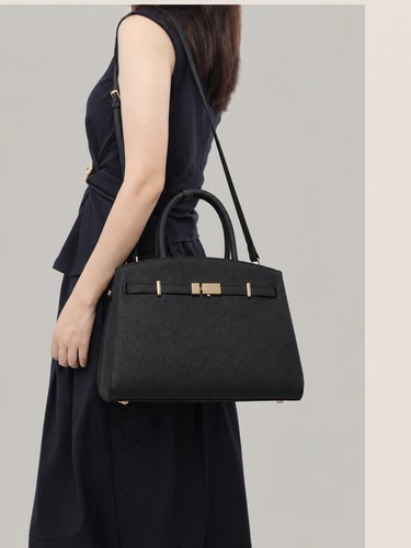 Black genuine leather - black,