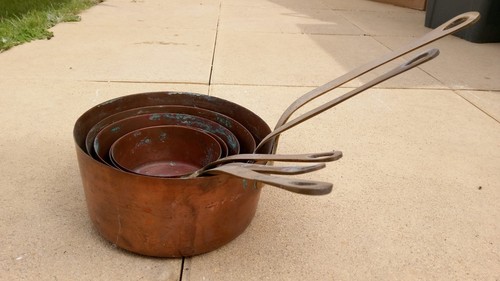 Vintage french copper pan set - vintage,