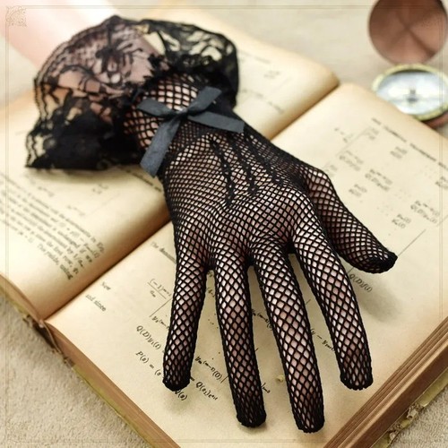 Women lolita lace mesh gloves - lace,