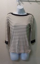 Falmer Heritage Women's 100% cotton Cream Striped Top. VGC.