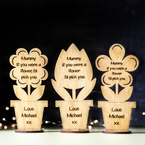 Personalised wooden flowers - wooden,
