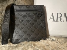Emporio Armani Monogram Shoulder Bag with Strap and Dust Bag (Black)
