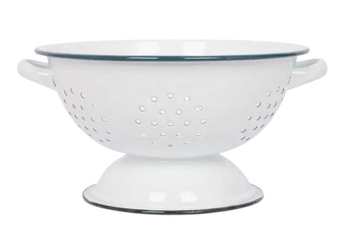 White enamel colander with - enamel,