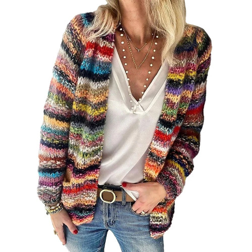 Womens striped knitted long - knitted,