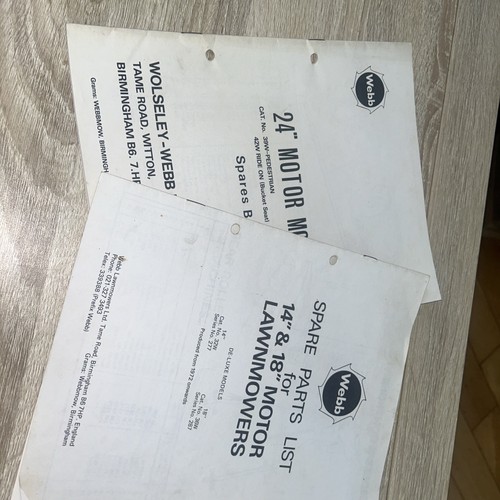Webb lawnmower booklets - webb,