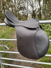 Black Country GP English Saddle Leather 17 Inch Wide Black Brown spring tree