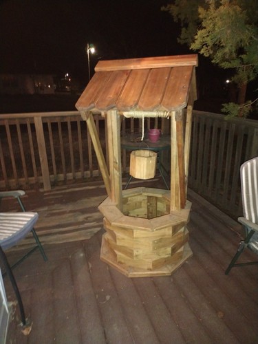 Large brown wooden wishing - brown,