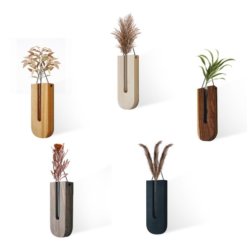 Wooden wall vase modern - wall,