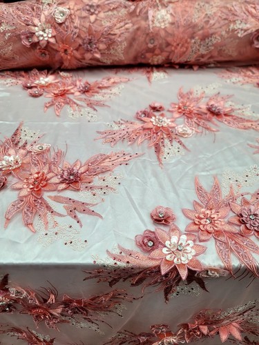 Coral lace embroidery - coral, 3d