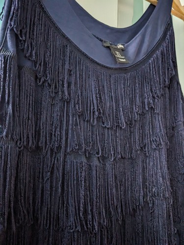Navy short fringed flapper - navy,