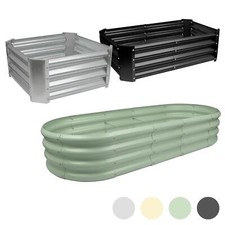 1x Galvanised Steel Raised Garden Bed Outdoor Flower Vegetable Planter Grow Box