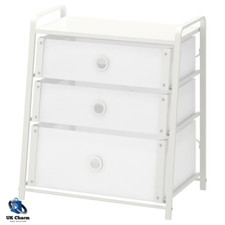 IKEA LOTE Chest of 3 Drawers White Bedside Cabinet Bedroom Storage Unit 55x62cm