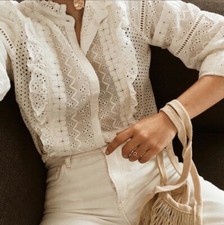 Zara White High Neck Blouse S New 