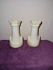 Vintage Irish Pair Of Belleek handmade cream porcelain tulip vase, 6th period
