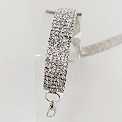 Silver diamante chain waist - diamante,