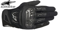 Alpinestars SMX-2 AIR V2: Men's Black Carbon Motorcycle Gloves, M-XL Sizes
