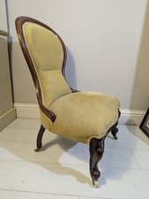 Antique Walnut Bedroom Chair Spoonback Nursing Victorian Original Condition 