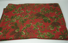 Ralph Lauren Birchmont Holly Berries Pinecone Red Cotton Tablecloth 60x84 NEW