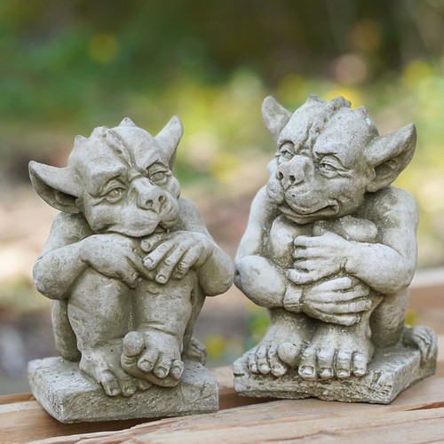 Watchful gargoyle stone statue - gargoyle,