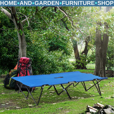 Double Camping Bed Portable Sleeping Cot Tear-Resistant Folding Design Blue