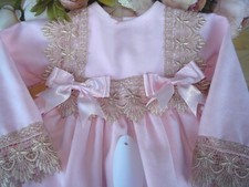 Baby Girl Dress Romany Traditional Pink Lace Satin Bow Party Lined 3-18m