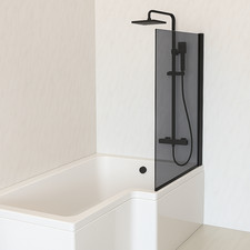 Modern L Shaped Shower Bath Tub Black Bath Screen Front Panel Sizes Left Right