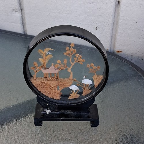 Chinese cork carving diorama - cork,