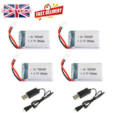 4X 3.7V 380mAh 1S Lipo Battery XH2.54 Plug USB Charger for Hubsan H107 Drone UK