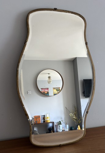 Vintage bevelled wall mirror - vintage,