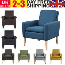 Tub Chair Modern Accent Chair Linen/Leather/Velvet Upholstered Armchair Wood Leg