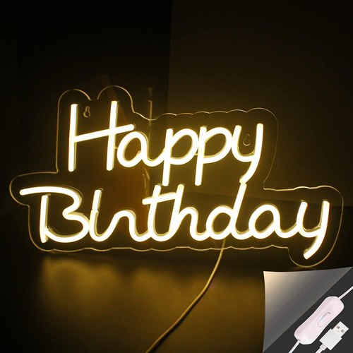 Happy birthday neon warm white - warm,