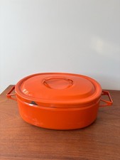 Orange Enamel Pot Vintage Mid