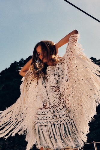Zara knit kaftan with fringing - zara,