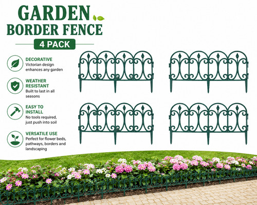 Green plastic garden border - plastic,