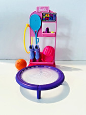 Barbie Christmas Sport Set 9x Accessories Trampoline, Tennis, Roller skates