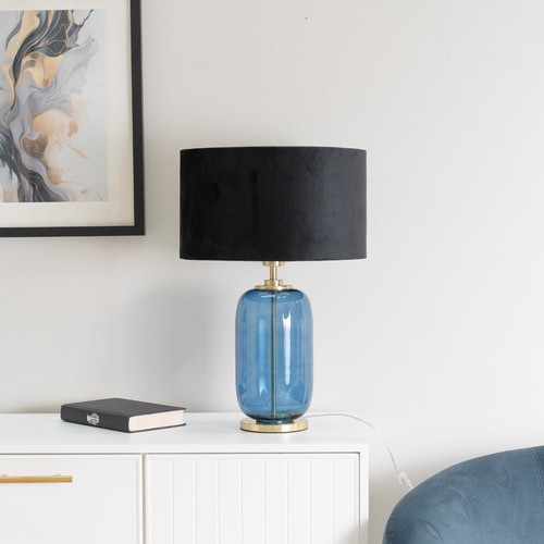 Navy blue glass - blue, lamp