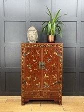 Red Lacquer Shanxi Butterfly Cabinet – Hand Painted Chinese Armoire Cupboard