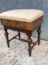Antique Victorian  Rise & Fall Charles Wadman BATH Piano Stool Rosewood Inlay