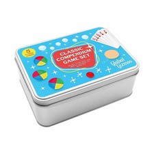 Classic Retro Games Compendium Set 5 Toys Marble Game Yo-Yo Jacks Cards Tin Gift