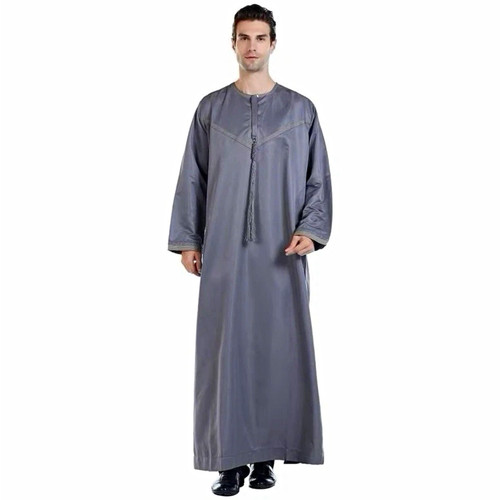 Men grey thobe embroidered - men,