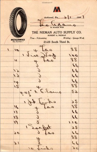 1921 nieman auto supply - nieman, co