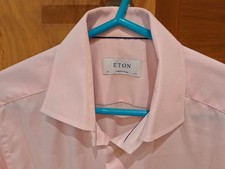 Mens ETON Pink Cotton Twill
