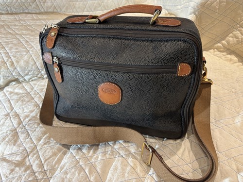 Vintage brics blue leather - blue, tan