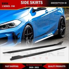FOR BMW 1 SERIES F40 MP STYLE SIDE SKIRT EXTENTION BLADE LIP GLOSS BLACK 2019+
