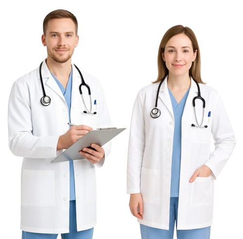 White medical coat long - white,