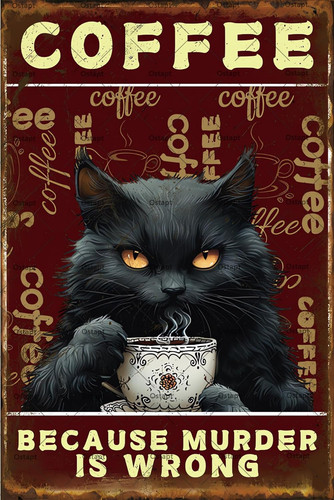 Black cat metal signs - black,