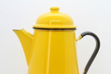 1960 - 70s HUTA SILESIA Vintage YELLOW ENAMEL COFFEE POT With LID . POLAND No 12
