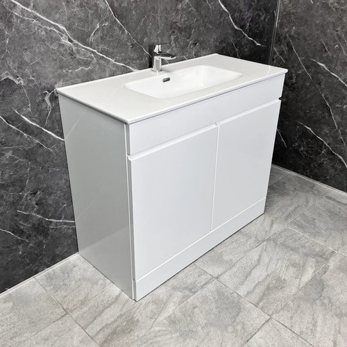 White gloss vanity unit with - white,