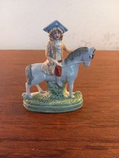 Vintage Antique Staffordshire  Figurine On Horse Small, 10cms Tall 