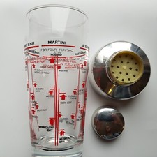 Cocktail Bar Shaker Glass vintage Italy drink mixing recipes plastic strainer